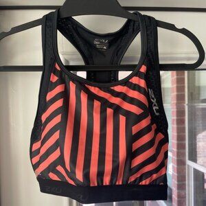 2XU Women's Black and Pink Geometric Sports Bra